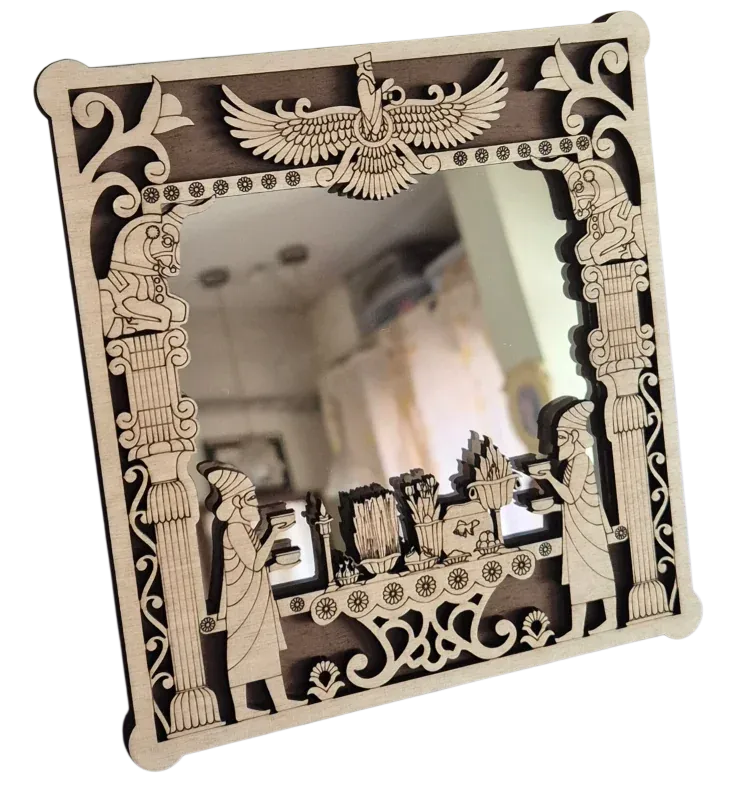 Square Mirror with Integral Stand