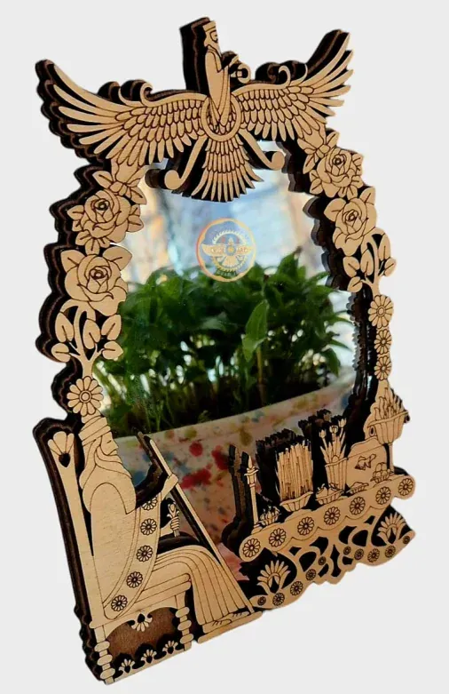 Floral Mirror with Integral Stand